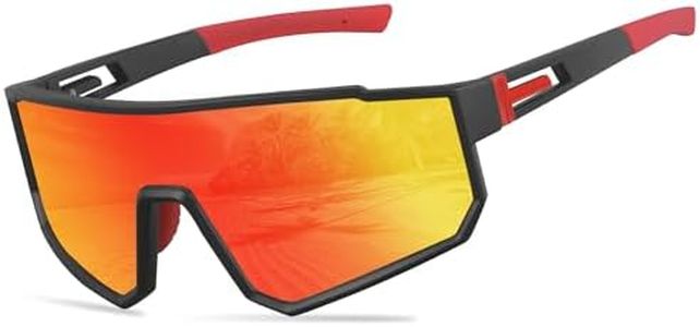 Fazaiyoo Polarized Sports Sunglasses for Men Women UV400 Protection Driving Fishing Cycling Baseball Outdoor Sun glasses (Black matte frame with Red lens)