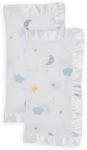 lulujo Baby Security Lovey Blankets| Unisex Softest Breathable Cotton Muslin Security Blanket with Silky Satin Trim| Neutral Comforting Blanket for Girls & Boys | 16in by 16 in| Dreamland