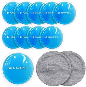 Navaris Set de 10x compresa de gel - Juego de almohadillas reutilizables - Bolsas de gel para aplicar calor y frío - Incluye 2x funda de algodón