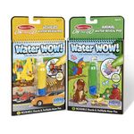 Melissa & Doug On the Go Water Wow! Reusable Water-Reveal Activity Pads, 2-pk, Vehicles, Animals | Travel Toys, Party Favors, Stocking Stuffers, Mess Free Coloring Books For Kids Ages 3+,White