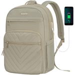 VANKEAN 15.6 Inch Laptop Backpack for Women Work Laptop Bag Fashion with USB Port, Waterproof Backpacks Stylish Travel Bags Casual Daypacks for College, Business, Light khaki