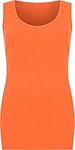 WearAll Plus Size Womens Plain Ribbed Ladies Sleeveless Scoop Neck Vest Top - Orange - 16