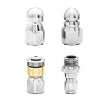 Sewer Jetter Nozzle,Pressure Washer Sewer Jetter Nozzle with Stainless Steel, Durable Design Jet Nozzle with Different Models for 1/4 Inch Pressure Washer Quick Connector Pressure up to 5000 PSI,3PCS