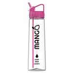 MANGO Sport Water Bottle With Straw - 900ml Motivational Water Bottle with Time Markings - Clear Water Bottle BPA Free Sports Bottles With Flip Nozzle And Leakproof Cap for Women and Men (Pink)