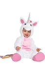 Amscan Unicorn Halloween Costume for Babies, 6-12 Months, Includes Jumpsuit with Attached Hood and Tail, Booties