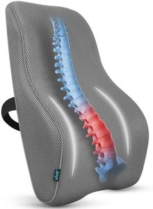 Vive Full Lumbar Cushion - Memory Foam Contour Support for Lower Back Pain - Ergonomic Pressure Relief for Office Chair, Car - Large Mesh Orthopedic Seat Backrest Roll for Improving Posture (Gray)
