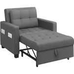 Yaheetech Sleeper Sofa Chair Bed Convertible Fabric Sofa Chair 3-in-1 Adjustable Sleep Bed Pullout Sofa for Living Room/Apartment/Small Space, Light Gray