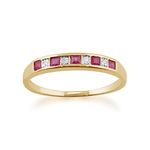 Gemondo Ruby Eternity Ring, 9ct Yellow Gold 0.28ct Natural Ruby & Diamond Classic Half Eternity Ring