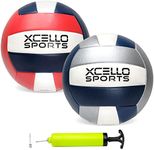 Xcello Sports Volleyball Assorted Graphics with Pump Red/Navy/White, Grey/Navy/White (2 Pack)