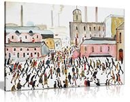 L.S Lowry Going to Work Painting Canvas Print Wall Art Picture Home Decor (36x24in)