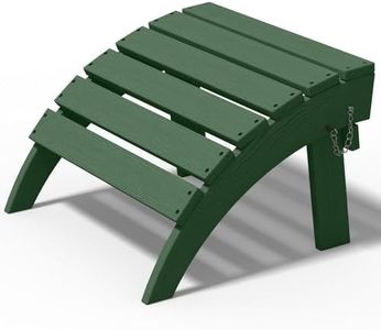 PLUUV Folding Adirondack Ottoman Footrest, HDPE Plastic Outdoor Footstool Without Assembly, All Weather Ottoman for Adirondack Chair, Wide Use in Poolside, Patio, Lawn, Garden, Backyard Deck, Fire Pit