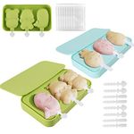 Goomp Ice Lolly Moulds,2PCS Silicone Popsicle Molds Ice Cream Mold with Cover Fruits Animals Shape Ice Cube Tray Cute Homemade Popsicle Maker with Handle for DIY Ice Popsicle Ice Cream Bar Mold