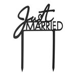 Ginger Ray Acrylic Just Married Wedding Cake Topper Decoration, White, Black