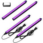 Barrina LED Black light 10W 1FT, Magnetic LED Black Lights for Glow Party, Fluorescent Tapestry Poster, UV Blacklight Halloween Decoration, Linkable UV Light, Plug with Built-in ON/Off Switch, 4 Packs