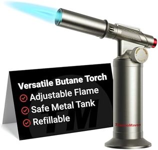 ThermoMaven Metal Butane Torch, Kitchen Torch Lighter, Refillable Cooking Blow Torch, Fit All Butane Tanks with Adjustable Flame for Culinary Food, Brulee, Baking, Soldering, DIY (Fuel Not Included)