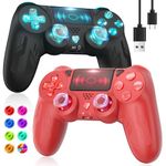 TURPOW Wireless Controller for Ps-4 2 Pack, Bluetooth Gamepad with Enhanced Dual Motor Shock/6-Axis Sensor/Turbo/Touchpad/Audio for Ps-4/P4 Pro/P4 Slim/PC with RGB Lighting