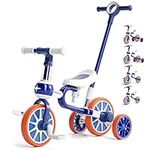 KORIMEFA Kids Tricycle 5 in 1 Balance Bike with Parent Handle for 2-4 Years Old Boys Girls Toddlers Trike with Adjustable Seat and Training Wheels Baby Walker