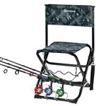 X Strike Fishing Chairs with Rod Holder Outdoor Folding Fishing Stool for Adults Portable Camping Chair for Ice Fishing, Camp, Lawn, Patio, Garden, 300LBS.