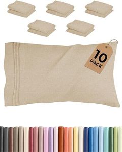 King Pillow Cases Set of 10 - Ultra Soft Hotel Quality Pillowcase Covers - Cozy & Wrinkle Free - Shrink, Stain and Fade Resistant - Machine Washable Pillow Protectors - 10 Piece Set - Heathered Beige