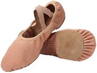 Linodes Dance Shoes for Girls Stretch Canvas Split Sole for Women-Tan-8M