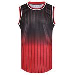 Pullonsy Men's Blank Basketball Jerseys Mesh Athletic Sports Shirts Plain Performance Team Uniforms, Black-red Gradient, XL