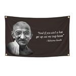 Gandhi Flag 3x5 Feet Banner Funny Flags for Room Cool Tapestry Man Cave Wall Decor with Brass Grommets for College Dorm Room