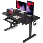 FEZIBO Height Adjustable Electric Standing Desk with Keyboard Tray, 120 x 60 cm Sit Stand up Desk with Splice Board, Black Frame/Black Top