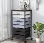 SYKIARIOL 8 Drawers Rolling Storage Trolley, Utility Storage Cart on Lockable Wheels with Plastic Drawers, Multipurpose Mobile Organizer Unit for Living Room,Bedroom,School,Beauty, Gray