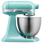 KitchenAid KSM3311XAQ Artisan Mini Series Tilt-Head Stand Mixer, 3.5 quart, Aqua Sky Blue