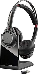 Plantronics Poly - Voyager Focus UC with Charge Stand - Bluetooth Dual-Ear (Stereo) Headset with Boom Mic - USB-C Compatible with PC and Mac - Active Noise Canceling - Works with Teams, Zoom & More