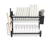 Scizor Dish Drainer2-Tier Dish Drainer Metal Dish Dryer Chopping Board Holder,Knife Holder,Cutlery Basket, Water Drain Tray Plate, Cutlery, Dish Drainerfor Kitchen(SC-10)
