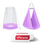 VParents Toddler Baby Swing Cradle with Mosquito Net and Spring (Purple)