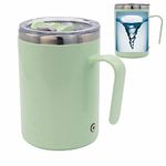 daasigwaa Rechargeable Self Stirring Mug - Magnetic Adsorption Charging | IPX7 | Electric Auto Mixing Stainless Steel Cup 400 ml/13.5 oz(Green)