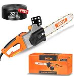 DVI Electric Chainsaw With 16-Inch Guide Bar With 2300 W High Power Motor With Low-Kickback System | Perfect For Cutting Wood, Pruning and Harvesting Firewood | With Free 32 Feet Wire