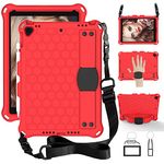 iPad Pro 10.5 Case Cover, Moekk Heavy Duty Rugged Bumper Stand Cover Impact Resistant Shockproof Kids Case with Pencil Holder/Shoulder Strap for iPad Air 3/ Pro 10.5/ 7th/ 8th Gen (Red)