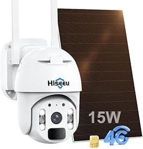 Hiseeu 3G/4G LTE Security Camera Outdoor Wireless, No WiFi Security Camera with Solar Panel 15600mAh, 360° PTZ Battery Operated Security Camera with Sim Card, 2K HD Color Night Vision, 2-Way Audio