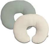 Nursing Pillow Cover,Muslin Cotton,Removable Cover for Breastfeeding Pillows,2-Pack Pillow Covers,Ultra-Soft Baby Nursing Pillow, Fits Newborn Feeding Pillow 22.5IN*18IN (Sage Green & Cream-Coloured)