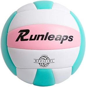 Runleaps Soft Indoor Volleyball Waterproof Volleyball Light Touch Recreational Ball for Pool Gym Indoor Outdoor (Pink/Light Blue, Size 5)