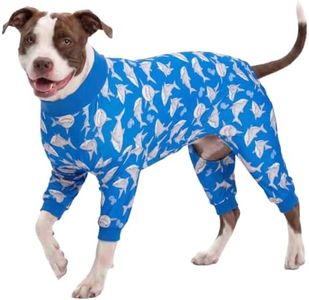 LovinPet Large Dog Pjs, UV Protection, Pet Anxiety Relief Onesies, Lightweight Stretchy, Blue Shark Print Dog Clothes, Undershirt for Dog Sweaters and Coats, Large Breed Dog Pajamas, Pet PJ's/XL