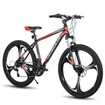 Hiland Mountain Bike, 21 Speeds Drivetrain, 3 Spokes Aluminum Frame 26 Inch Wheels, Disc-Brake Bike for Men Women Men's MTB Bicycle, Black