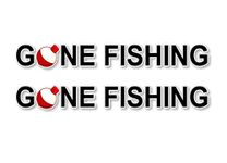 2 GONE FISHING 9" Vinyl Sticker Decals for Truck Boat or Fishing Tackle box Lures Crankbait Reels Decal Stickers