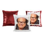 Print Maniacs Danny Devito Reversible Face Sequin Pillow Cushion (Cover + Filling)