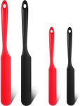 4 Pieces 13 Inch and 9.6 Inch Silicone Jar Spatulas Set Large and Medium Rubber Butter Cake Cream Spatulas Heat Resistant Non-stick Mixing Batter Scraper for Jars, Blender, Cooking Baking (Red, Black)