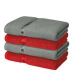 Story@Home 450 GSM Cotton Ultra Soft Super Absorbent Gym Hand Towel, Wine Red & Charcoal Gray, Set of 4