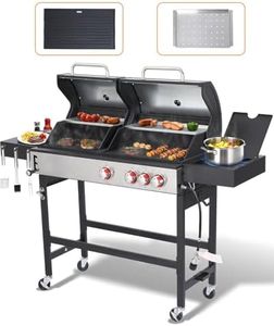 GRILL DEPOTS Propane Gas and Charcoal Grill Combo | Griddle Grill with Side Burner | BBQ Grills 2-in-1 | 41,500 BTU Output, 673 SQ IN Cooking Area Perfect for Outdoor Events & Backyard Barbecue