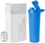 Simple Modern Stainless Steel Shaker Bottle with Ball 24oz | Metal Insulated Cup for Protein Mixes, Shakes and Pre Workout | Rally Collection | Supersonic Blue