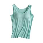 Vest Top with Built in Bra for Women Summer Stretch Workout Yoga Gym Tank Tops with Padded Bra Comfy Soft Sleeveless Inbuilt Bra Tops Ladies Casual Plain Loungewear Vests