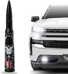 EcoAuto Antenna Replacement Fits All Chevy & GMC Truck Model Years - Made with Military Grade Aluminum - 6061 Solid Billet Construction - Anti Chip & Anti Theft Design (Skull Matt Black)