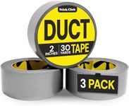 Duct Tape Heavy Duty Waterproof - Silver Tape 90 Ft x 2 In - 3 Roll Pack - Flexible, No Residue, Strong, Easy Tear and All-Weather Tape - Waterproof Tape for Outdoor Use, Home Tasks, Prepping Supplies