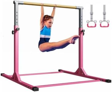 MEKETUM Gymnastic Kip Bar for Kids Training Horizontal Bars for Home Ages 3-15 Adjustable Height Non-Slip Gym Equipment Indoor with Rings